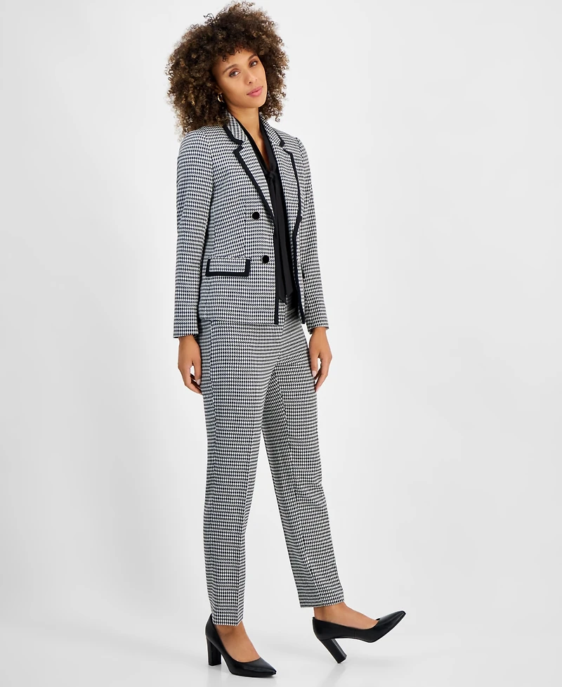 Kasper Women's Faux Double-Breasted Houndstooth Blazer, Regular & Petite