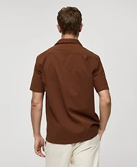 Mango Men's Regular Fit Seersucker Cotton Shirt