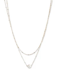 Emily in Paris Gold-Tone Imitation Pearl Double-Row Statement Necklace, 16" + 3" extender