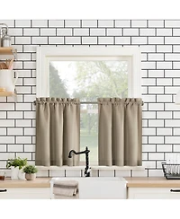 Martine Microfiber Semi-Sheer Rod Pocket Kitchen Curtain Valance Tiers Set