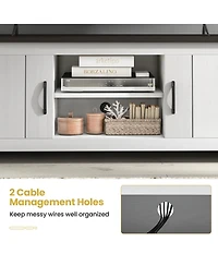 Gymax Farmhouse Tv Stand for TVs up to 65'' Media Console Center w/ Doors Cubbies Dark Brown