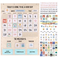 The Peanutshell Today Is A Good Day Educational Wall Calendar for Kids with Activities, Preschoolers Ages 3+, Jumbo Size 28"x38", Wood Grain Boho Clas