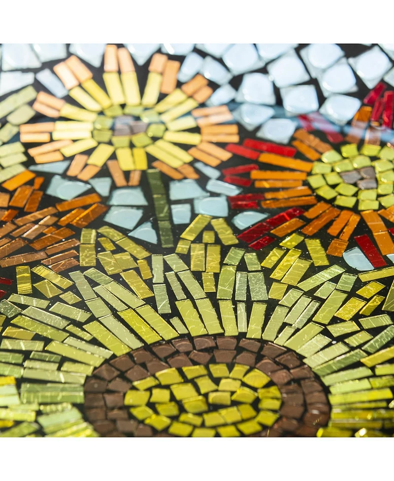 Evergreen 18" Glass Bird Bath, Moasic Translucent and Metallic Finish