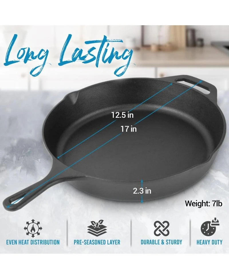 Pre-Seasoned Cast Iron Skillet 12 Inch