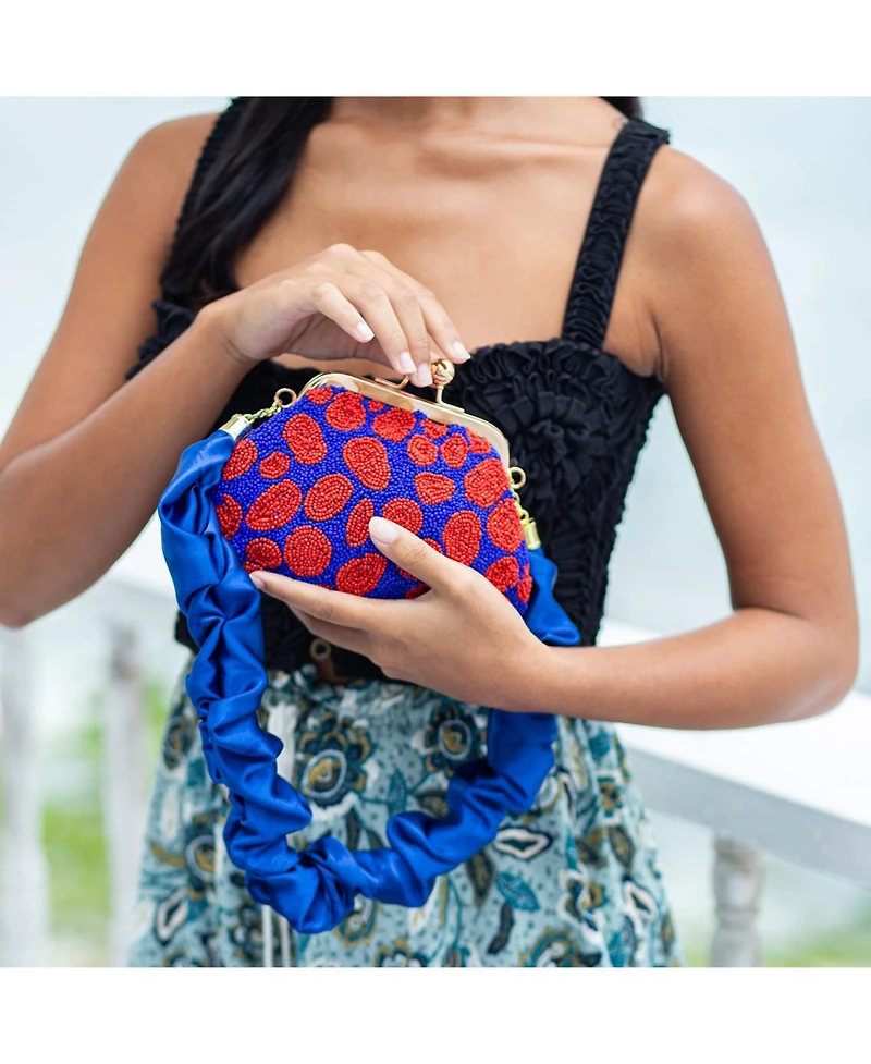 Mandy Arnoldi Hand-beaded Clutch Bag In Red & Blue