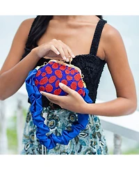 Mandy Arnoldi Hand-beaded Clutch Bag In Red & Blue