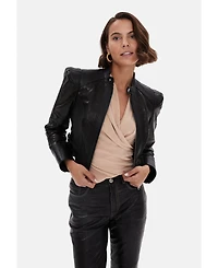 Furniq Uk Women's Leather Fashion Biker, Black