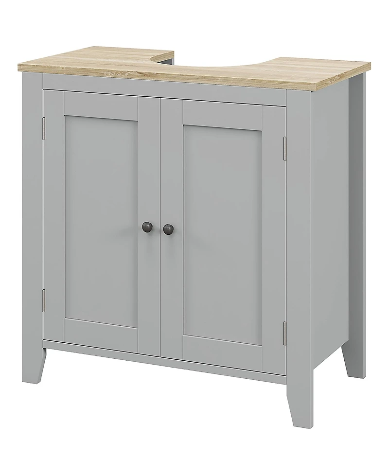 kleankin Pedestal Sink Cabinet, Bathroom Vanity Cabinet with U-Shape