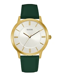 Guess Men's Analog Green Leather Watch, 44mm
