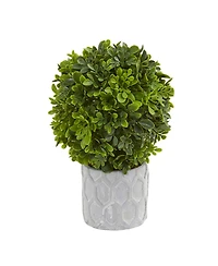 Slickblue Mini Boxwood Topiary Artificial Plant for Elegant Home Decor (Set of 3)