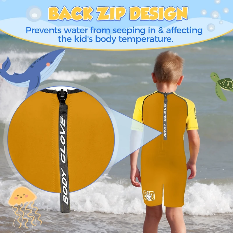 Pro 3 Kids Wetsuit 2mm Back-Zip Short Sleeve Springsuit Fits 50-60 Lbs
