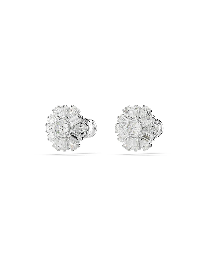 Swarovski Snowflake White Rhodium Plated Idyllia Stud Earrings