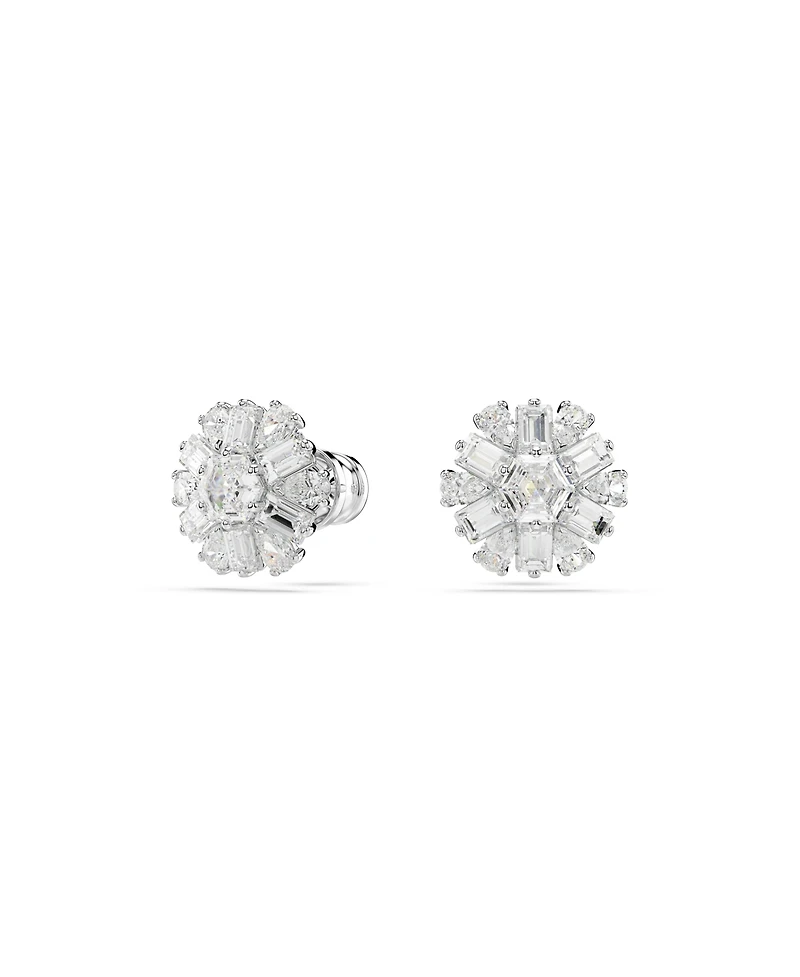 Swarovski Snowflake White Rhodium Plated Idyllia Stud Earrings