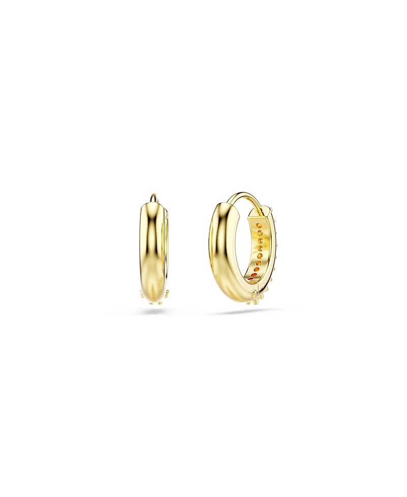 Swarovski Round Cut White Gold-Tone Plated Matrix Hoop Earrings