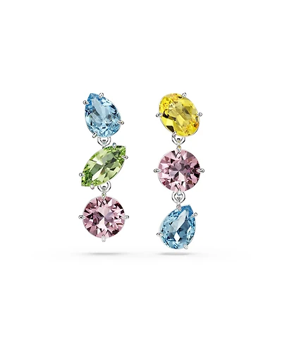 Swarovski Mixed Cuts Multicolored Rhodium Plated Gema Drop Earrings