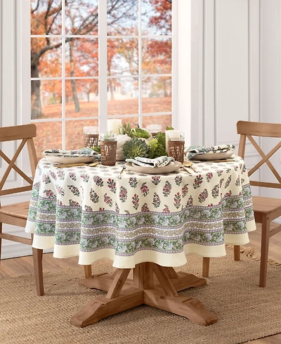 Elrene Nomad Harvest Block Print Round Tablecloth, 70"