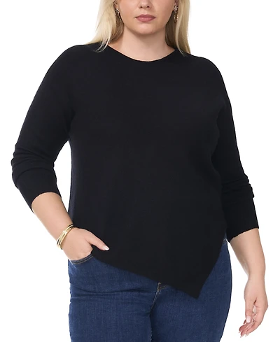 Vince Camuto Plus Asymmetric-Hem Sweater