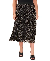 Vince Cameo Plus Foil-Dot Pleated Midi Skirt