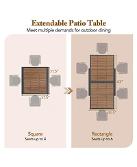 31.5"-63" Extendable Patio Table L-shaped Brace Included for Fixation Outdoor