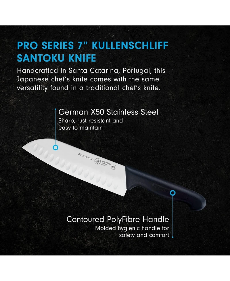 Messermeister Pro Series Kullens Santoku Knife, 7"