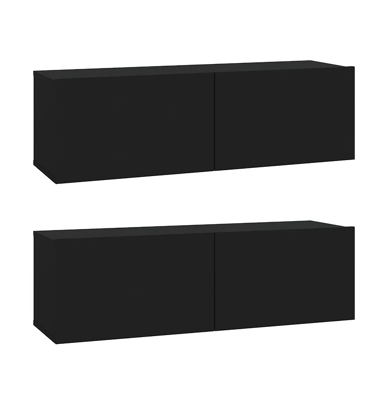 vidaXL Wall Tv Stands 2 pcs Black 39.4"x11.8"x11.8" Engineered Wood