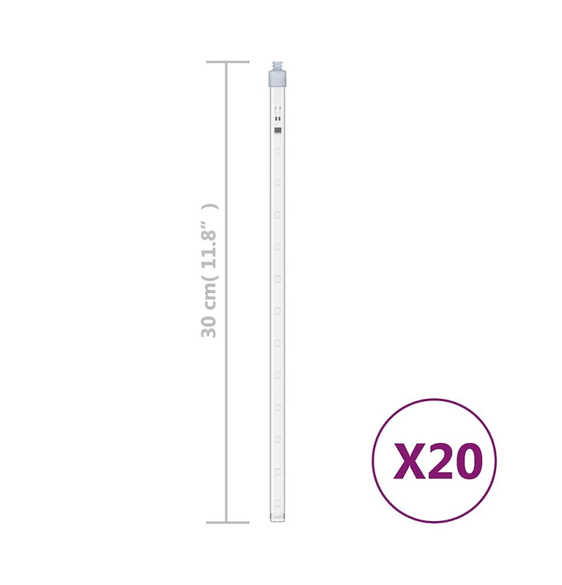 vidaXL Meteor Lights 20 pcs 1 ft Cold White 480 LEDs Indoor Outdoor