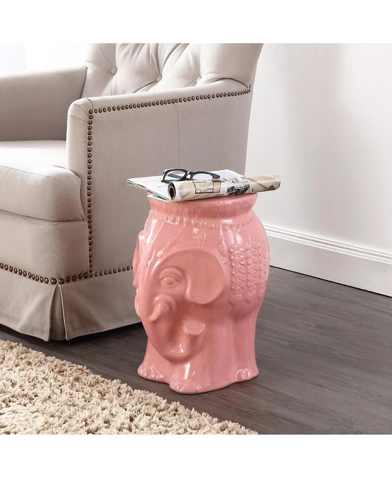 Jonathan Y Orla 18.5" Modern Bohemian Elephant Ceramic Garden Stool, Yellow