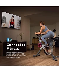 Sunny Health & Fitness Smart Two-stage Transmission Magnetic Belt Drive Upright Exercise Bike
