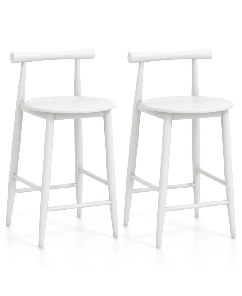 Bar Chair Counter Height Stools Set of 2 with Acacia Wood Frame Supporting Legs