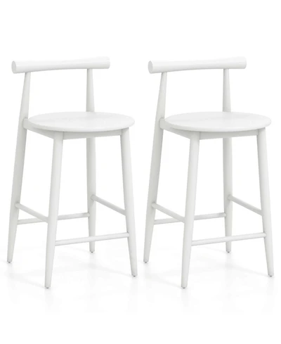 Bar Chair Counter Height Stools Set of 2 with Acacia Wood Frame Supporting Legs