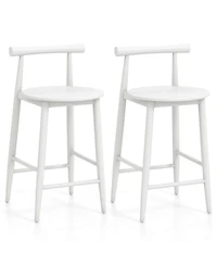 Bar Chair Counter Height Stools Set of 2 with Acacia Wood Frame Supporting Legs