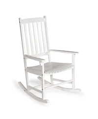 Jonathan Y Seagrove Farmhouse Classic Slat-Back 350-lbs Support Acacia Wood Outdoor Rocking Chair