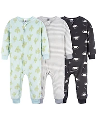 Gerber Baby Girls Baby Baby Footless Fleece Pajamas, 3-Pack