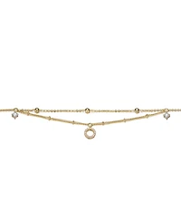 Sterling Silver 14k Yellow Gold Plated Anklet with Clear Cubic Zirconia