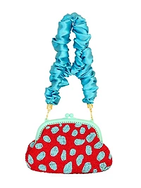 Ariela Arnoldi Hand-beaded Clutch Bag In Red & Turquoise Blue