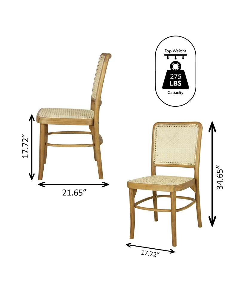Jonathan Y Colmar Mid-Century Vintage Wood Rattan Dining Chair, Natural (Set of 2)