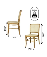 Jonathan Y Colmar Mid-Century Vintage Wood Rattan Dining Chair, Natural (Set of 2)
