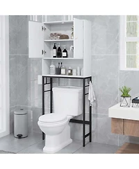 Costway Over The Toilet Storage Cabinet Free Standing Rack with Adjustable Shelf