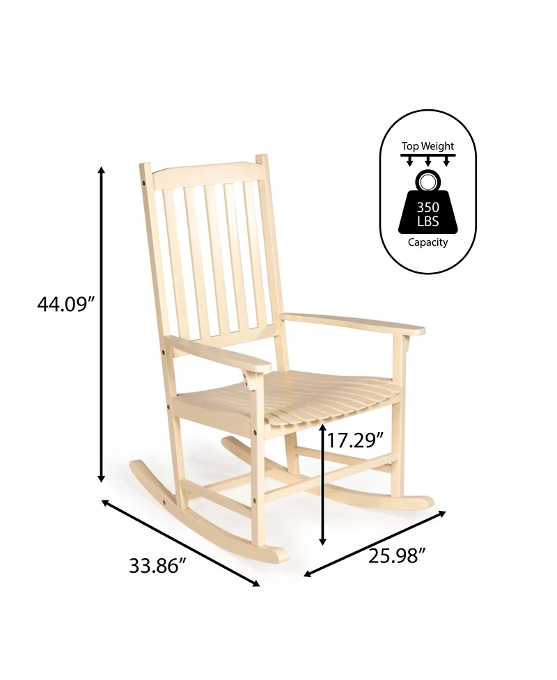 Jonathan Y Seagrove Farmhouse Classic Slat-Back 350-lbs Support Acacia Wood Outdoor Rocking Chair
