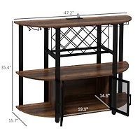 Homcom Led Wine Cabinet with Charging Station, Wine Racks, Glass Holders