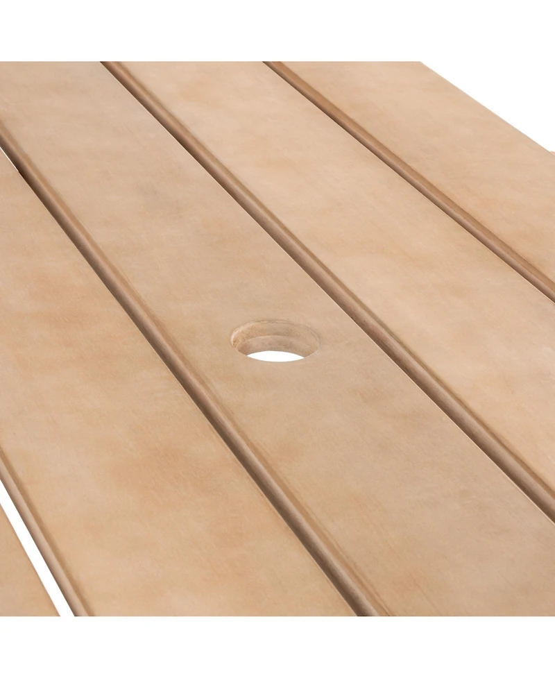 Jonathan Y Shoreham 55" Modern Classic Outdoor Wood Picnic Table Benches with Umbrella Hole