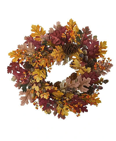 Slickblue 24" Oak Leaf Acorn Pine Cone Wreath