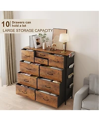 Skonyon 10 Drawers Dresser for Bedroom, Fabric Storage Organizer Unit for Living Room, Closet Srorage