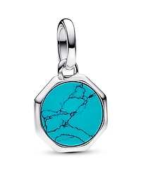 Pandora Sterling Silver Turquoise-colored Engravable Mini Medallion Charm