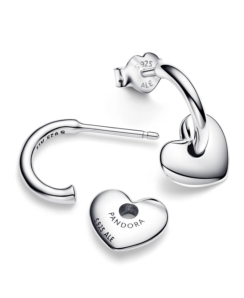 Pandora Sterling Silver Heart Open Hoop Earrings