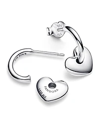 Pandora Sterling Silver Heart Open Hoop Earrings