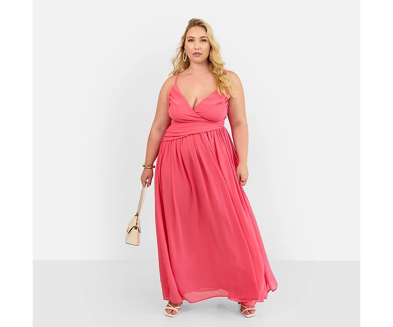 Rebdolls Plus Vittoria Chiffon Drape Maxi A Line Dress