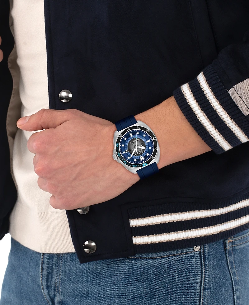 Coach Men's Charter Automatic Blue Silicone Watch 44mm
