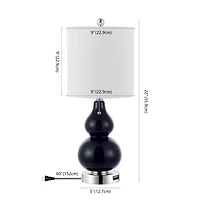 Jonathan Y Cora Classic Retro Glass Led Table Lamp with Usb Charging Port (Set of 2)