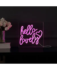 Jonathan Y Hello Lovely Square Contemporary Glam Acrylic Box Usb Operated Led Neon Light Lamp